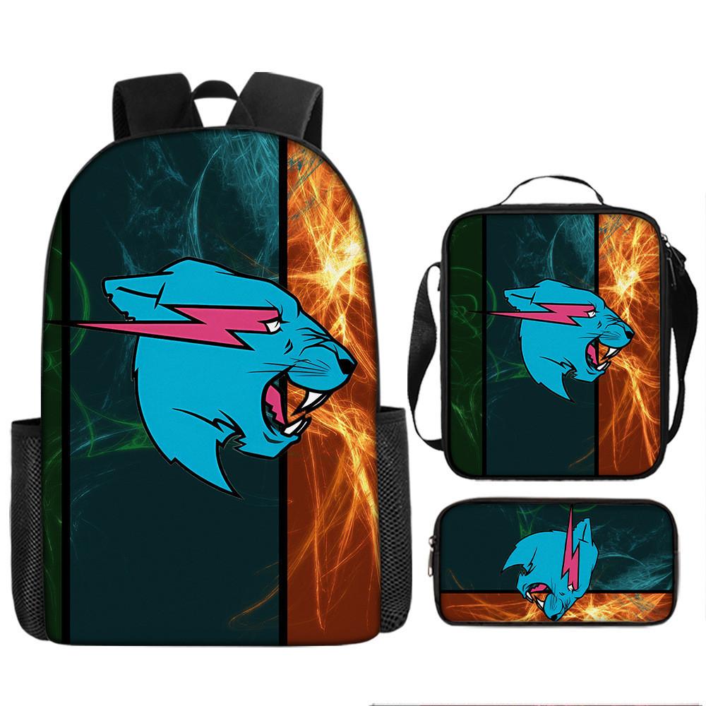 Mr Beast Lightning Cat 3d Print School Backpack With Breathable Oxford Fabric For Kids