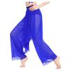 Womens Lyrical Dance Mesh Pants Shiny Waistband Loose Leg Irregular Overlay Built In Briefs Contemporary Dancewear Bottom