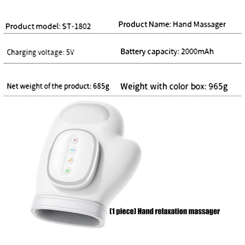 wirelessly Portable Finger Massagers with 3 Heat Level Rechargeable Battery for Carpal Tunnel and Joint Pains Relief