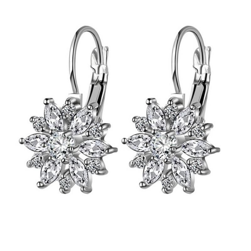 Cross-Border European & American Sunflower Crystal Rhinestone Fashion Ear Clips