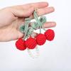 Stylish Crocheted Cherry Keychain Handmade Plush Fruit Pendant for Women Wallet Multifunctional Backpack Accessory