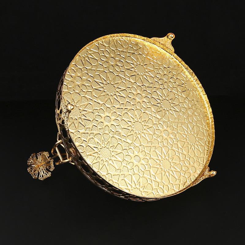 Golden European Vintage Fruit Plate, High-End Round, Hotel Fruit Basket, Cake Plate Ornaments, Living Room Multi-Purpose Fashion