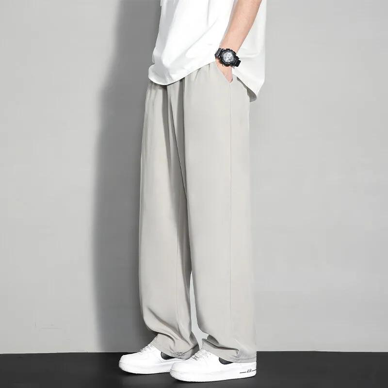 Мужские повседневные брюки деловые стрейч свободные эластичная талия джоггеры корейские классические синие черные серые мужские брендовые брюки 5XL