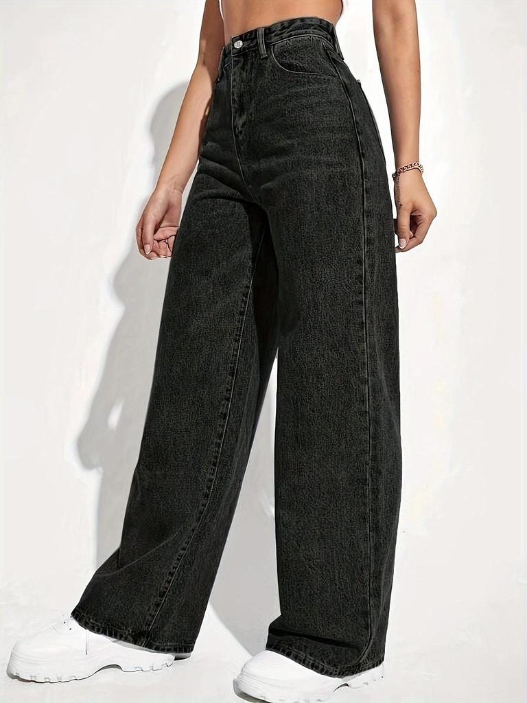 Washed Retro Straight Leg Loose Jeans for Women - Casual Versatile Fashion Long Pants