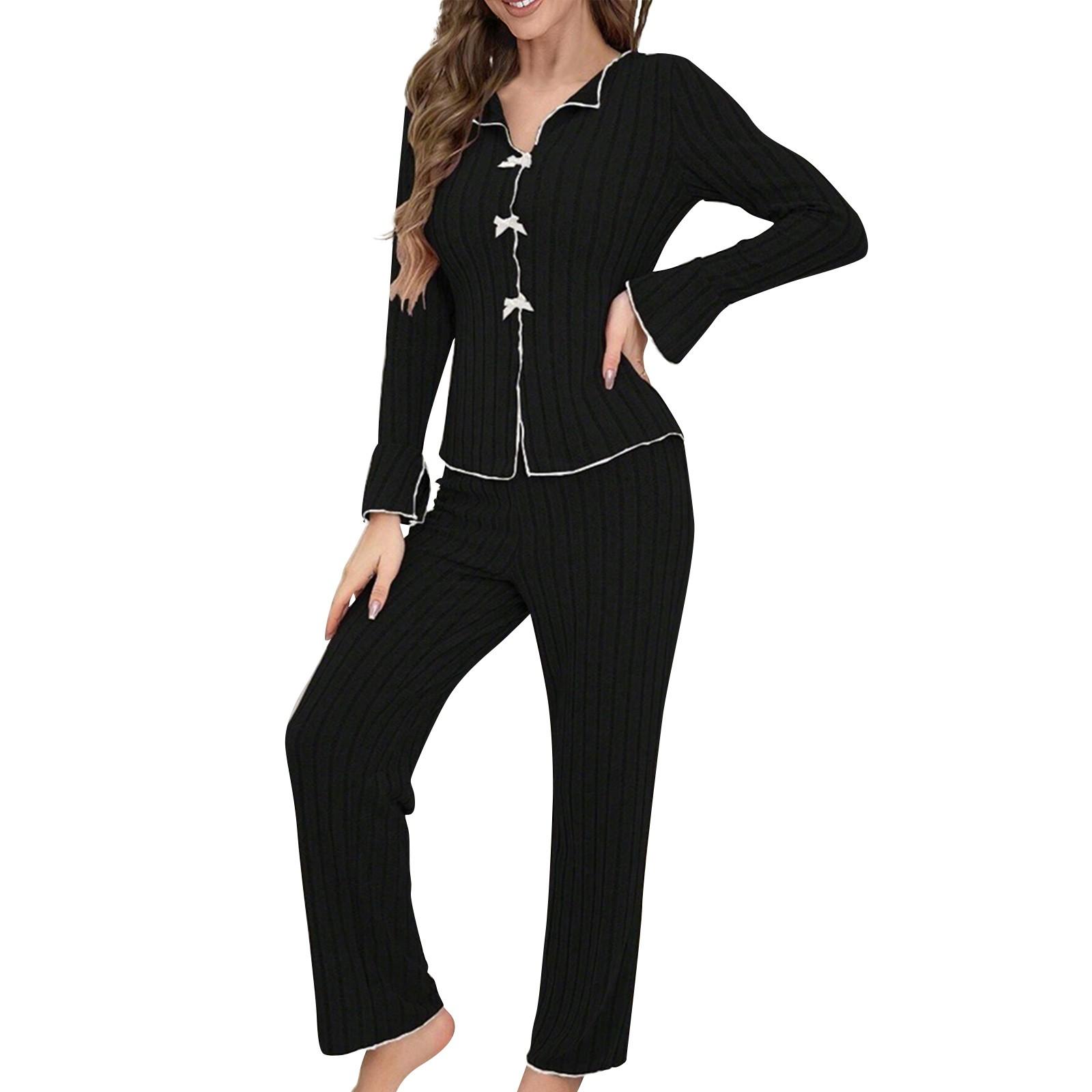 

Женский повседневный комплект из двух предметов, теплая домашняя пижама M чёрный