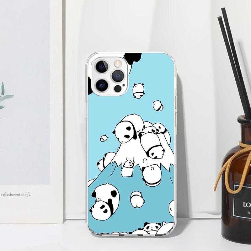 Cartoon Cute Panda Bear Phone Case For Iphone 17 Air 16 15 Plus 16E 14 Pro Max 13 Mini 12 11 7 8 SE Fundas Soft Back Cover 17 Ai