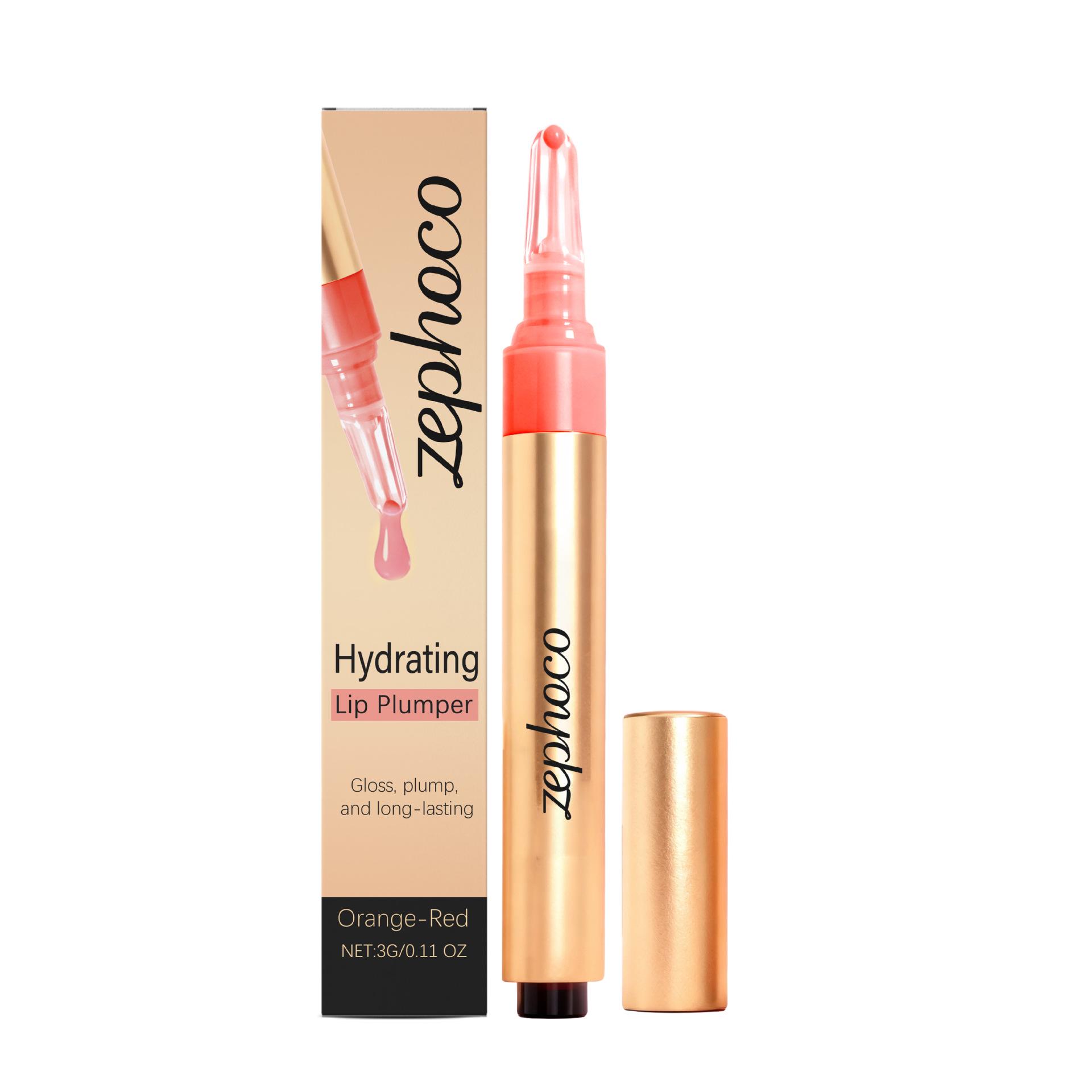 Zephoco Long-Lasting Light Moisturizing Lipstick Pencil (Orange-Red) with Natural Color Payoff and Matte Finish.