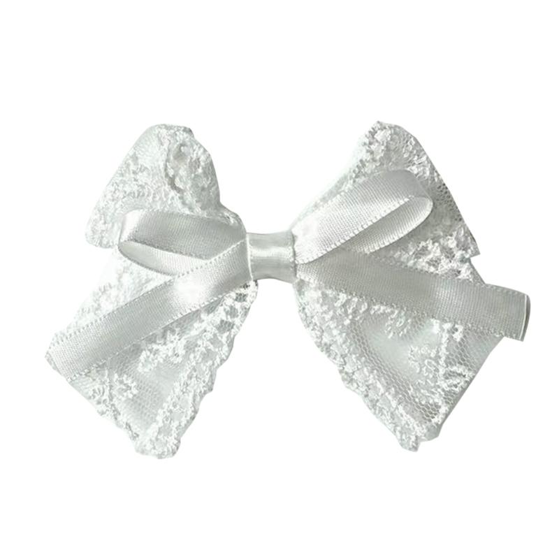 

Cute Bowknot Shaped Hairpins Preppy Style Headdress Barrettes Stero Lolita Bowtie Ruffle Decor Hair Clips for Women белый