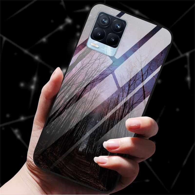 For Realme 8 Case Tempered Glass Hard Back Cover Case For Realme 8 5G 8i Realme 8 Pro Phone Case Cover Realme8 Pro Soft Bumper
