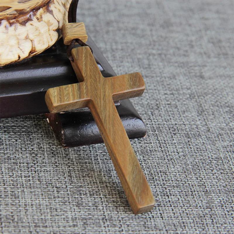 Christian Sandalwood Necklace Cross Solid Wood Necklace Christian Crafts Solid Wood Jesus Catholic Rosarios Catolicos