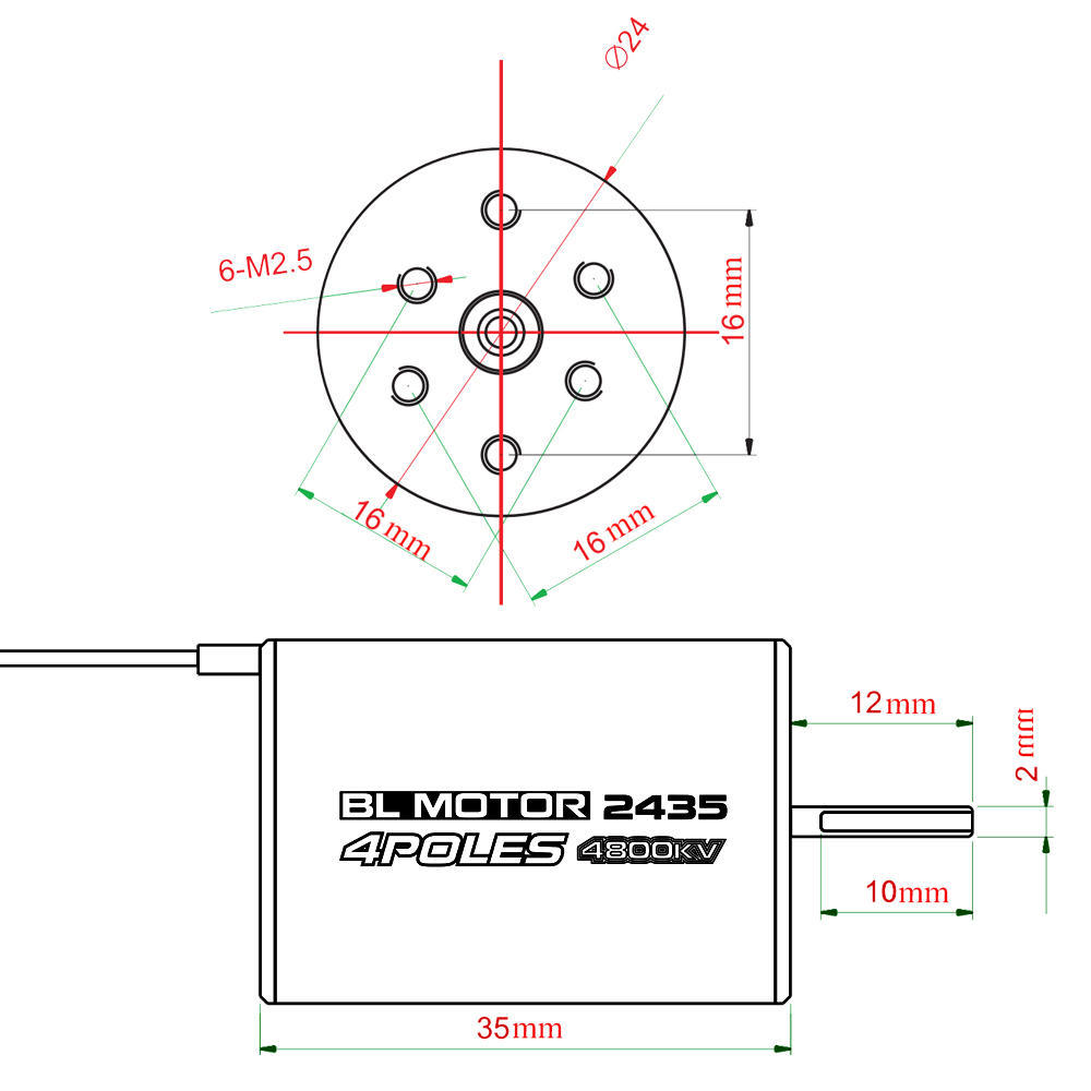 2435 4800KV 4P Sensorloze Borstelloze Motor met 25A Borstelloze ESC