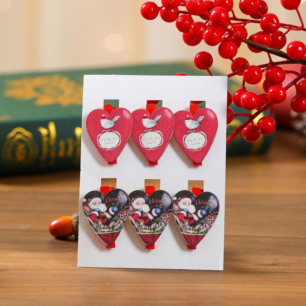 Creative Christmas Wooden Cartoon Clips for Holiday Decoration and Photo Wall Arrangement