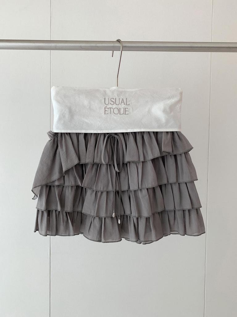 Qiumeng DT ETOLIE Korean Style White Women's Elastic Waist Puffy Casual Short Skirt