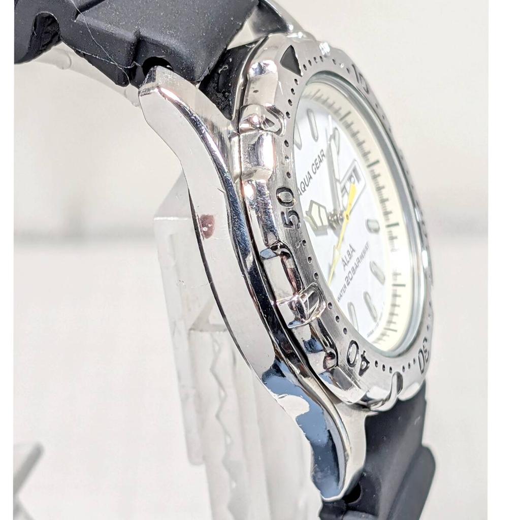 SEIKO ALBA AQUA GEAR Battery and Strap Working Men's Watch, Replaced, Condition, C-05
