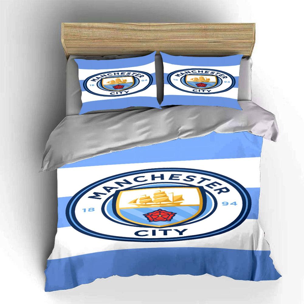 Manchester City Logo Pattern. Bedding Sets Duvet Cover Sets Duvet Covers Pillowcases(1 * Duvet Cover 2 * Pillowcases, Without Duvet Insert)