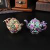 Teapot Jewelry Box Enamel Color Metal Crafts Storage Jewelry Box Dust-proof Flip Storage Box Household Ornament