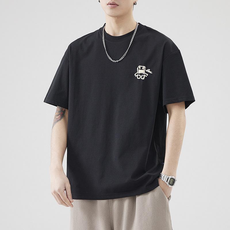 

260 г Тяжелая японская свободная футболка с коротким рукавом из ледяного шелка Мужская летняя повседневная с принтом 4XL