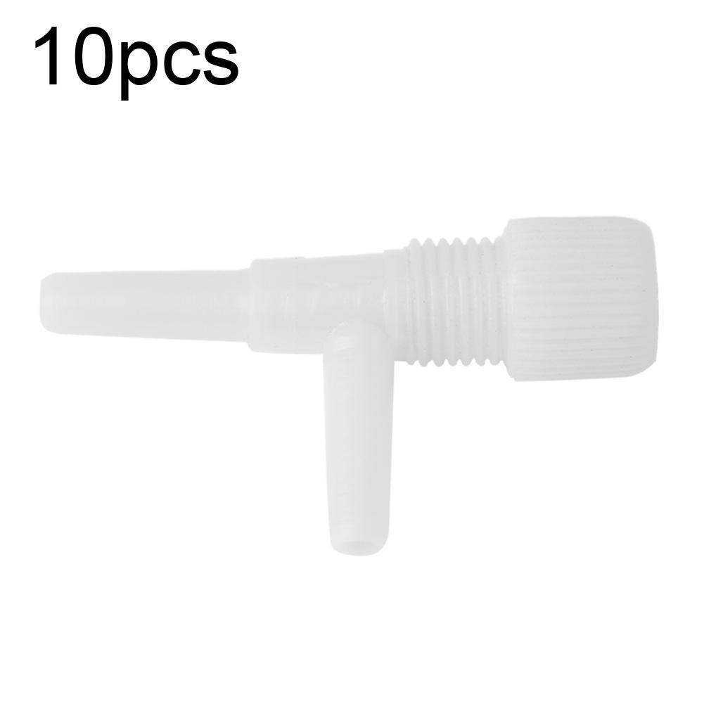 10Pcs Plastic Aquarium Fish 3 Way Pump Control Valves (White)