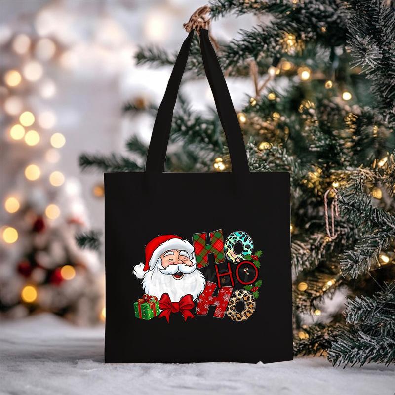 Christmas Christmas Printed Canvas Bag Large Capacity Casual Trend Student Shoulder Bag Tote Bag