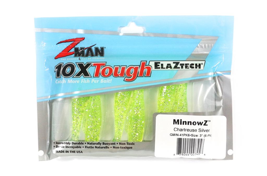 Zman Soft Lure MinnowZ 3 Inch 6/Pack Chart Silver (7456)