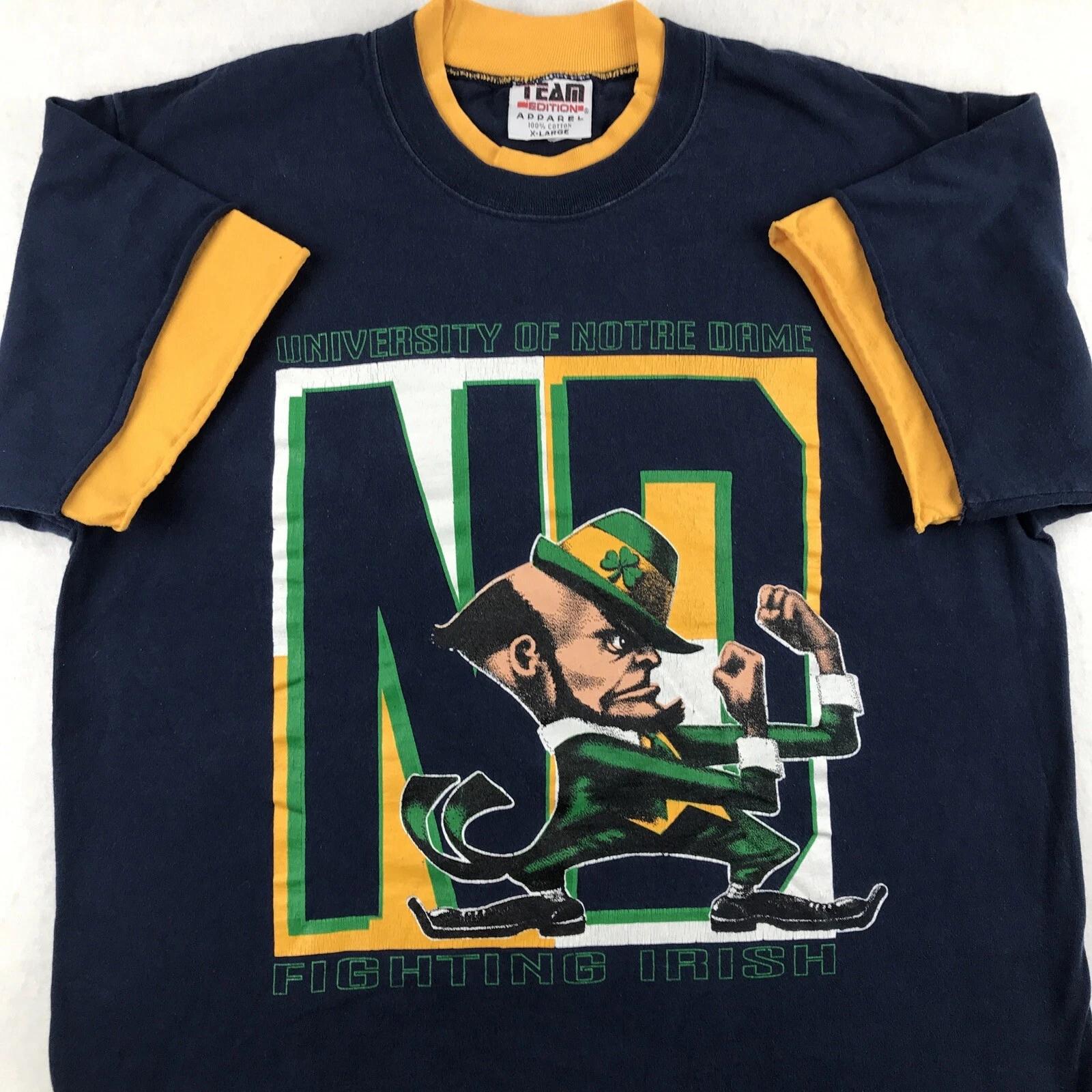 

vintage 90s NOTRE DAME FIGHTIN IRISH FOOTBALL T-Shirt XL UNIVERSITY 2XL