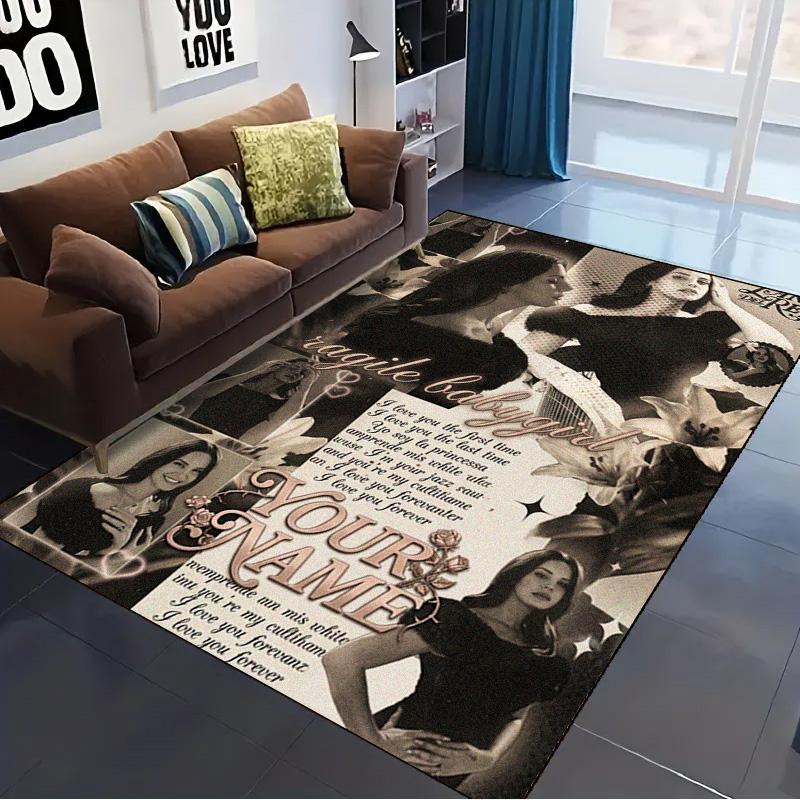 Name Custom Lana Del Rey Poster Carpet Rug for Living Room Bedroom Home Sofa Decoration,Kids play Non-slip Floor Mat