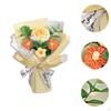 Completed Crochet Flower Bouquet Artificial Eucalyptus Leaves Ornament Handmade Knitted for