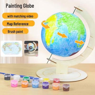 DIY Painting Wooden Stand Globe Kit
