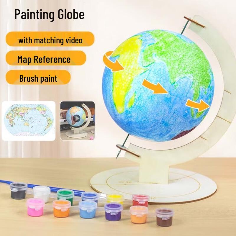 DIY Painting Wooden Stand Globe Kit