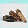 Bohemian Leather Belt For Women Retro Western Style Faux Leather With Metal Buckle