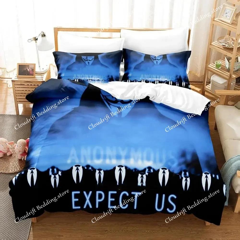 Personality Technology Anonymous Bedding Set Duvet Cover Bed Set Quilt Cover Pillowcase Comforter King Queen Size Boys Adult026