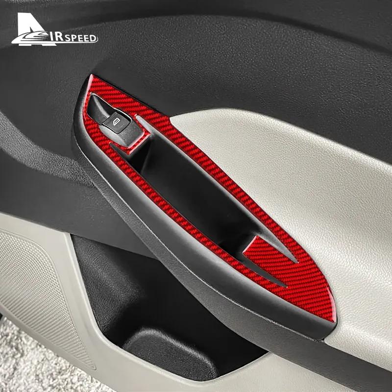 Real Soft Carbon Fiber Sticker For Ford Focus SE RS ST Ecoboost 2012-2015 2016 2017 2018 LHD Car Window Lift Button Panel Trim