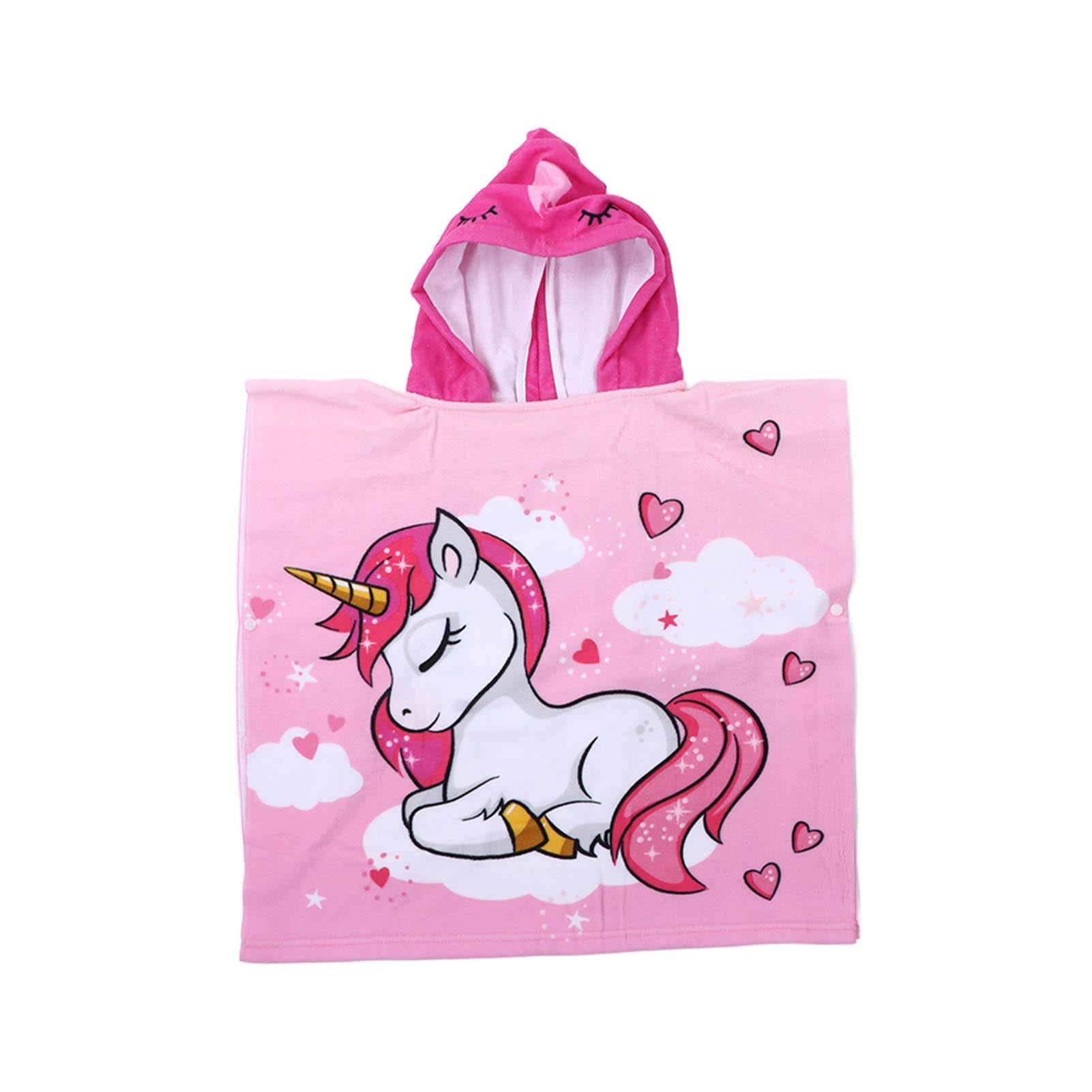 

Kids Hooded Towel Bright Colors Comfortable Soft Buttonless Swimming Robe for Girls