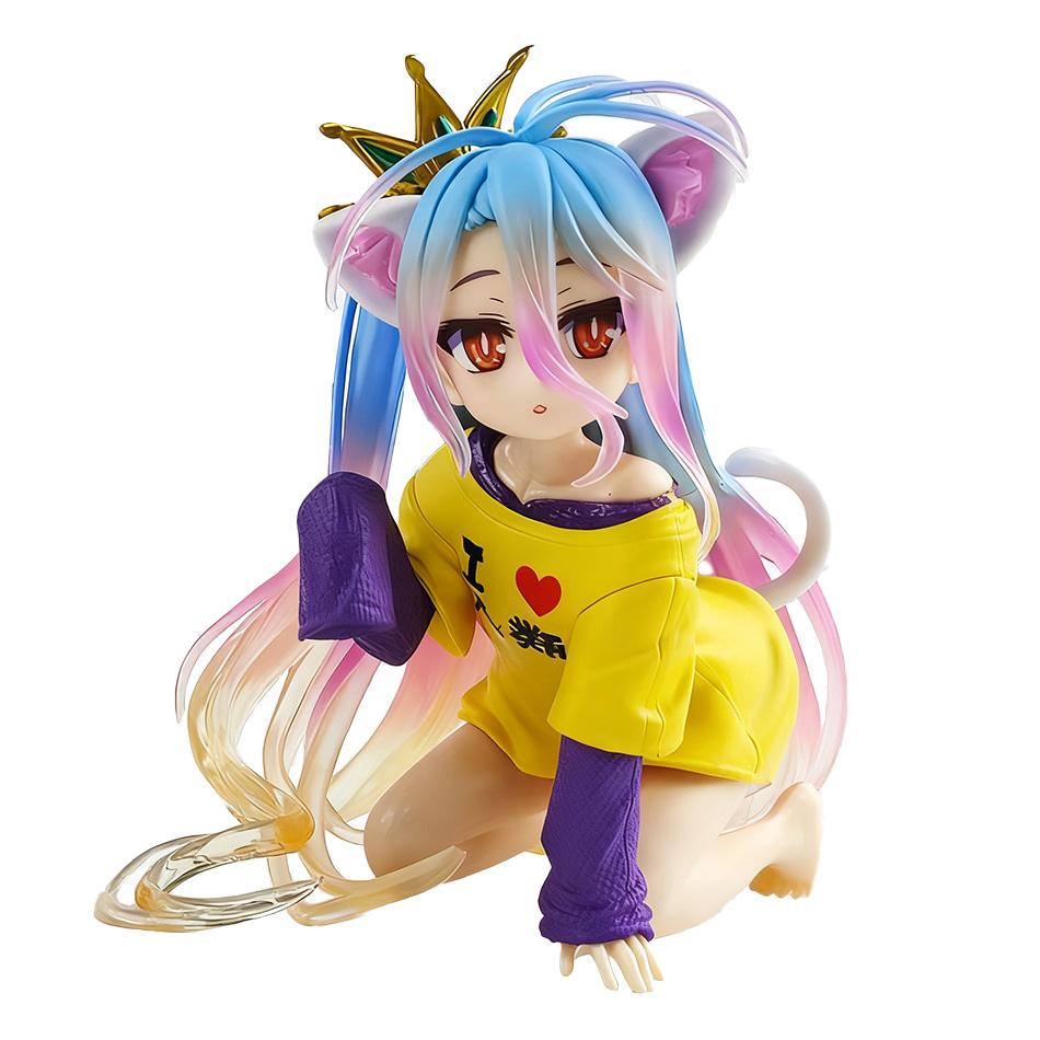 New No Game No Life Anime Figure Desktop Cute Cat Ear Shiro Action Figure Room Decorations PVC Adult Collection Model Doll Toys