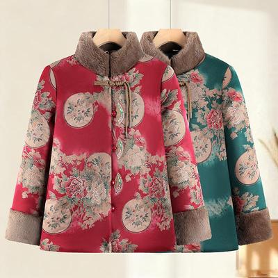 Grandma's Winter Tang Suit: Plush Velvet-Enhanced, Warm National Style Jacket for Middle-Aged & Elderly