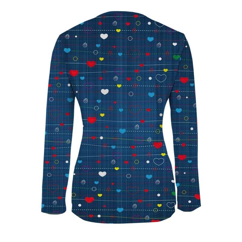 Kreatywny damski T-shirt z nadrukiem i zamkiem, długi rękaw, oddychający, miękki i wygodny, odpowiedni do noszenia na co dzień przez cały rok
