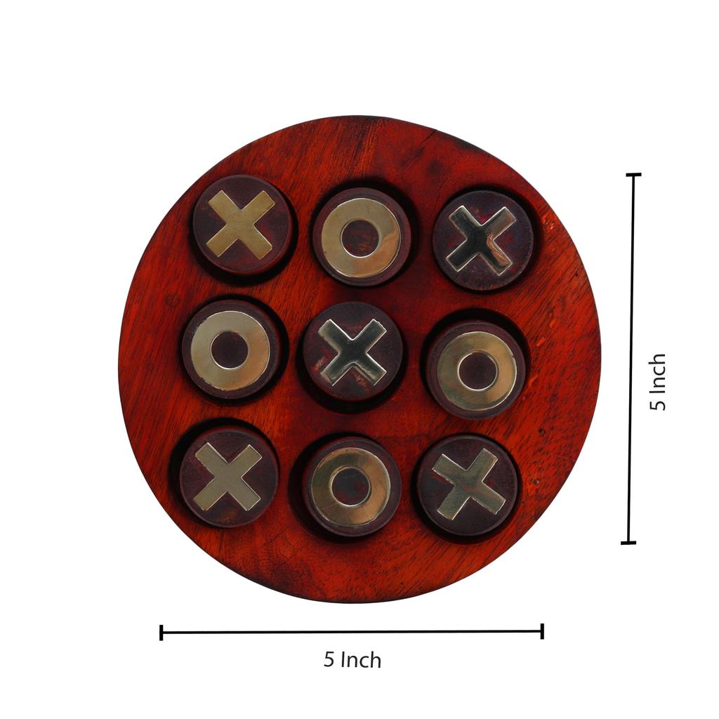 Shriji Crafts Premium Holz Rund Tic Tac Toe, Farbe Orange, Lernspielzeug