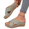 Neue Keilabsatz Ein-Wort-Slipper Damen Sommer neu Fischmaul Strand Damenschuhe