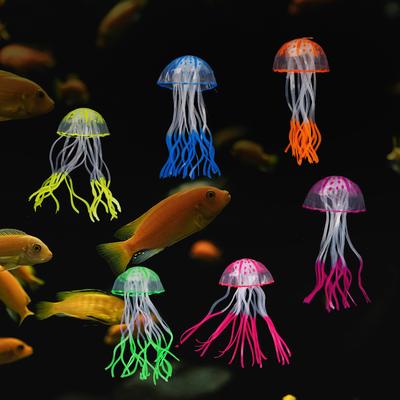 Décoration d'Aquarium Méduse en Silicone Luminescente Ornements Artificiels Décoration d'Aménagement d'Aquarium Accessoires d'Aquarium
