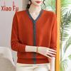Women's V-Neck Long Sleeve Knitted Sweater