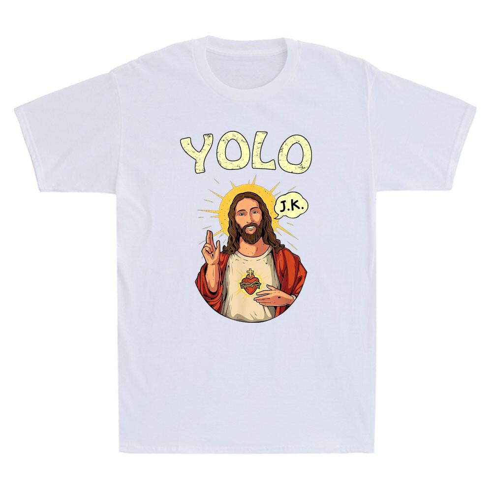 Jesus Christ Yolo Jk Humor Meme Funny Christian Easter Gift Retro Unisexs Tshirt