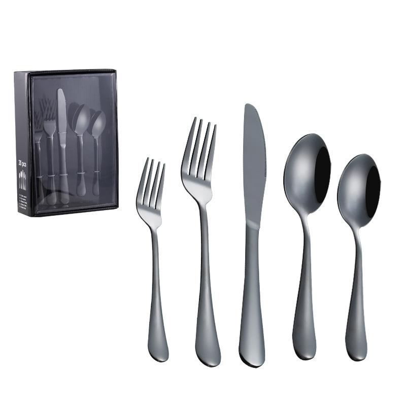 Hot Sale 20PCS Stainless Steel Tableware Steak Knives and Forks Set Gold Color Knives, Forks and Spoons Gift Set