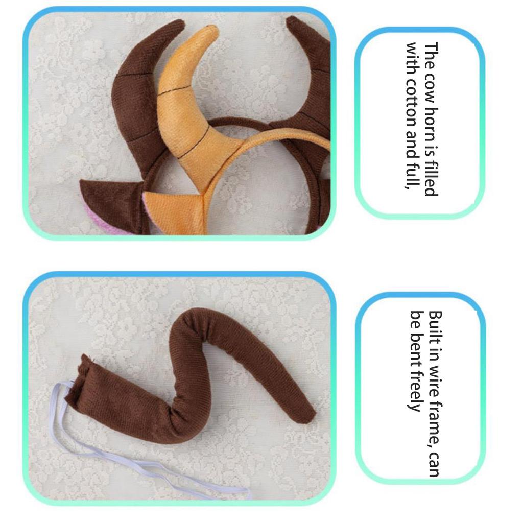 Cute Cartoon Cow Horn Headband Soft Fabric Elastic Design for Kids Teens and Adults Anime Lover Cosplay Event Accessory