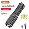 Rechargeable Waterproof ABS Flashlight with Telescopic Zoom for Hiking and Outdoors