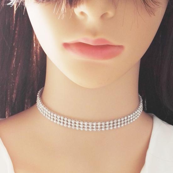 Justerbar bred legering choker krage inlägg strass hip hop choker halsband mode smycken