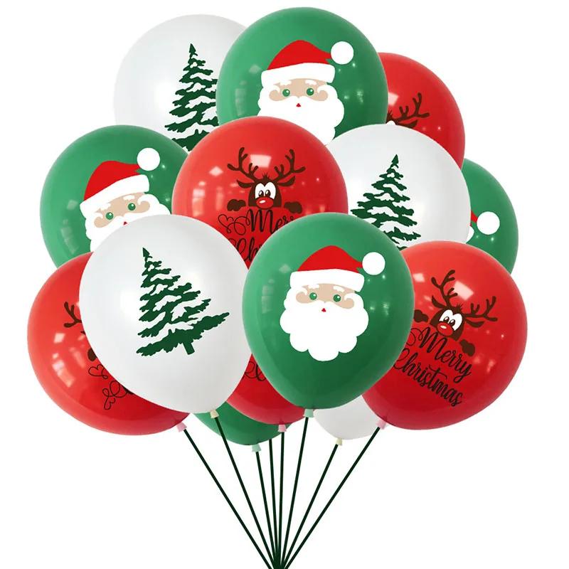 

12 Inch Printed Latex Balloon Christmas Home Shopping Mall Atmosphere Decoration Christmas Tree Santa Claus Elk Children s Toys 12inch 10pcs