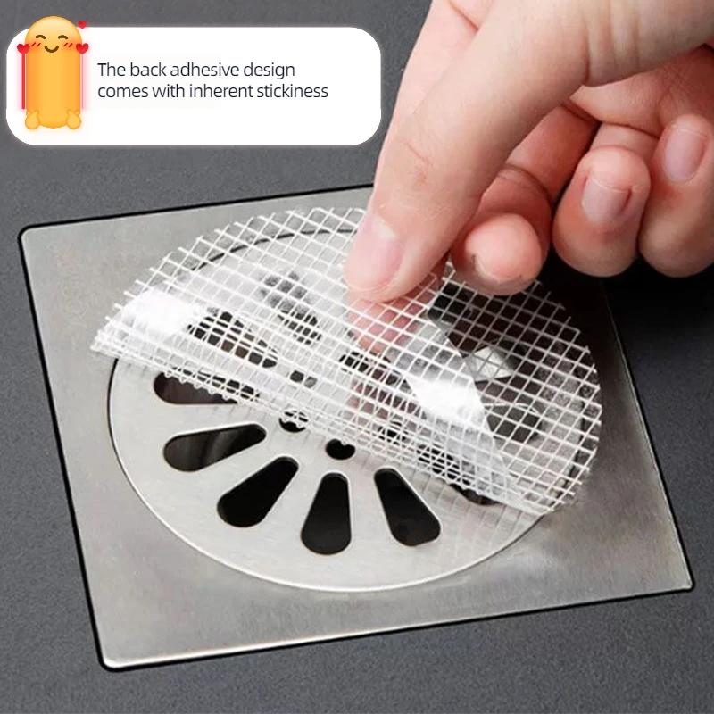 Zubehör Badezimmer Duschvorhang Abflussaufkleber Gitter Dusche Haare Boden Waschbecken Einweg Küchensieb Papier Maschennetz a Take
