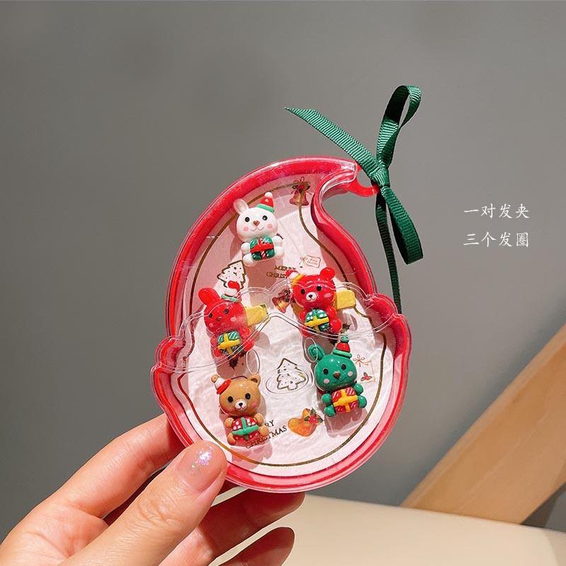 

Рождественское детское регулируемое кольцо, милый мультяшный набор безболезненных серег для пожилых людей, рождественский подарок