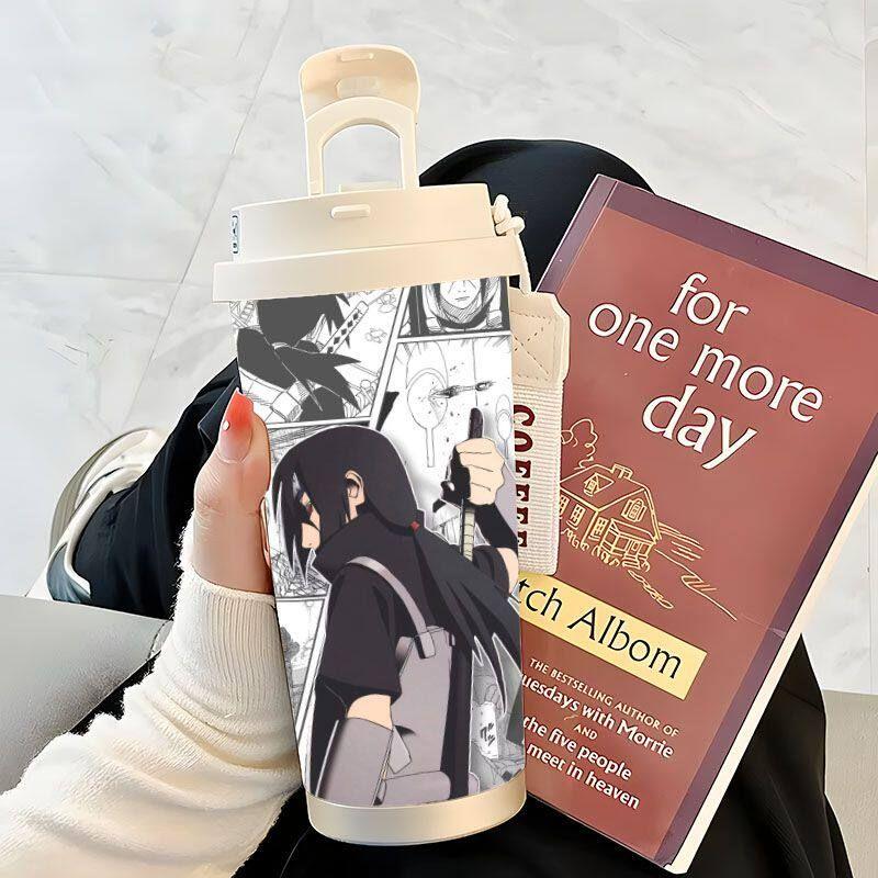 

Naruto 316 Liner Good-looking Lanyard Water Cup Portable Large Capacity Vacuum Cup Student Cartoon Stainless Steel Peony White (Uchiha Itachi)