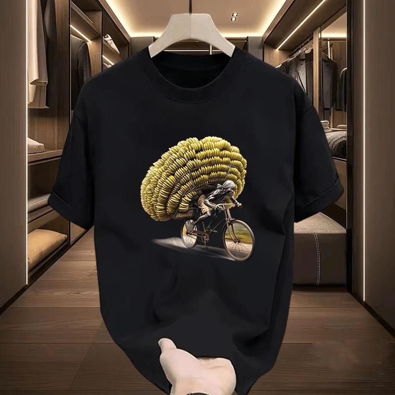 

Летний пуловер с принтом банана, свободная повседневная хлопковая футболка с круглым вырезом и короткими рукавами, универсальный топ для мужчин и женщин S